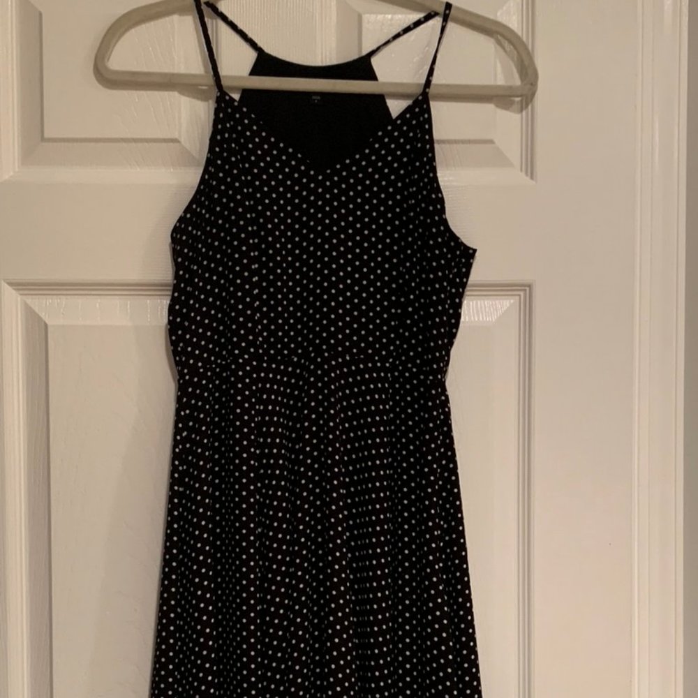 Express Black and White Polka Dog Sweetheart Dress
